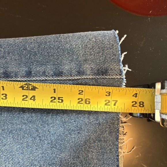 Madewell Cali Demi Boot Jeans 34 Tall Blue Denim High Rise Raw Hem 27.5" - Picture 9 of 9